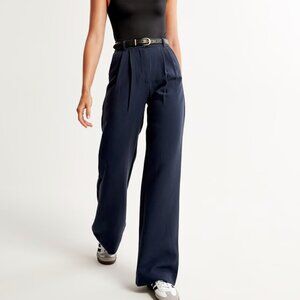 A&F Sloane Tailored Wide Leg Pant Navy